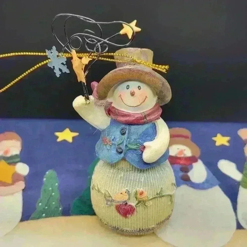 Vintage Christmas Collectors Four Snowman Figurines W/Box Farmhouse Multicolor - Picture 11 of 14